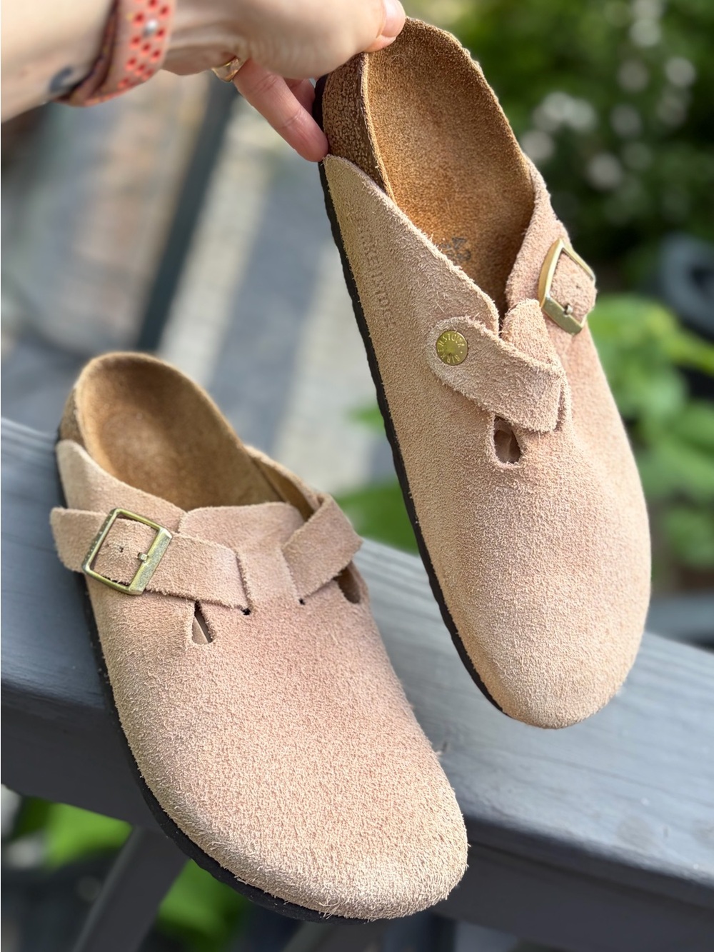 ♥️Birkenstock Boston Suede Clogs Pink Beige EU 42